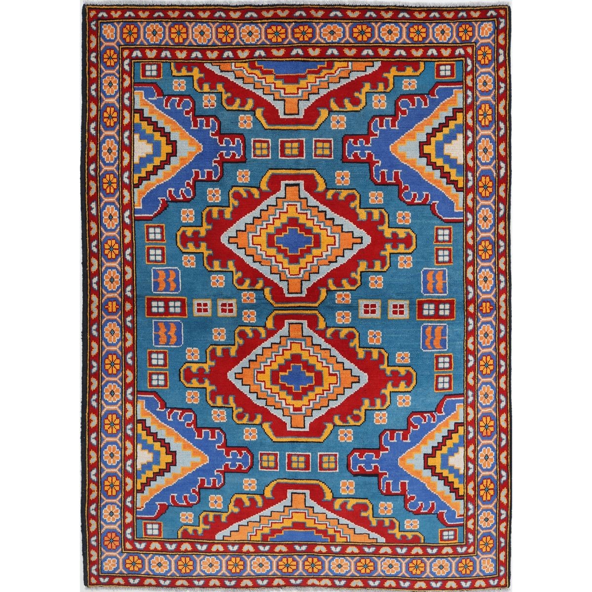 Revival 6x7 Handmade Double Knotted Washable Wool Rug - Colorful
