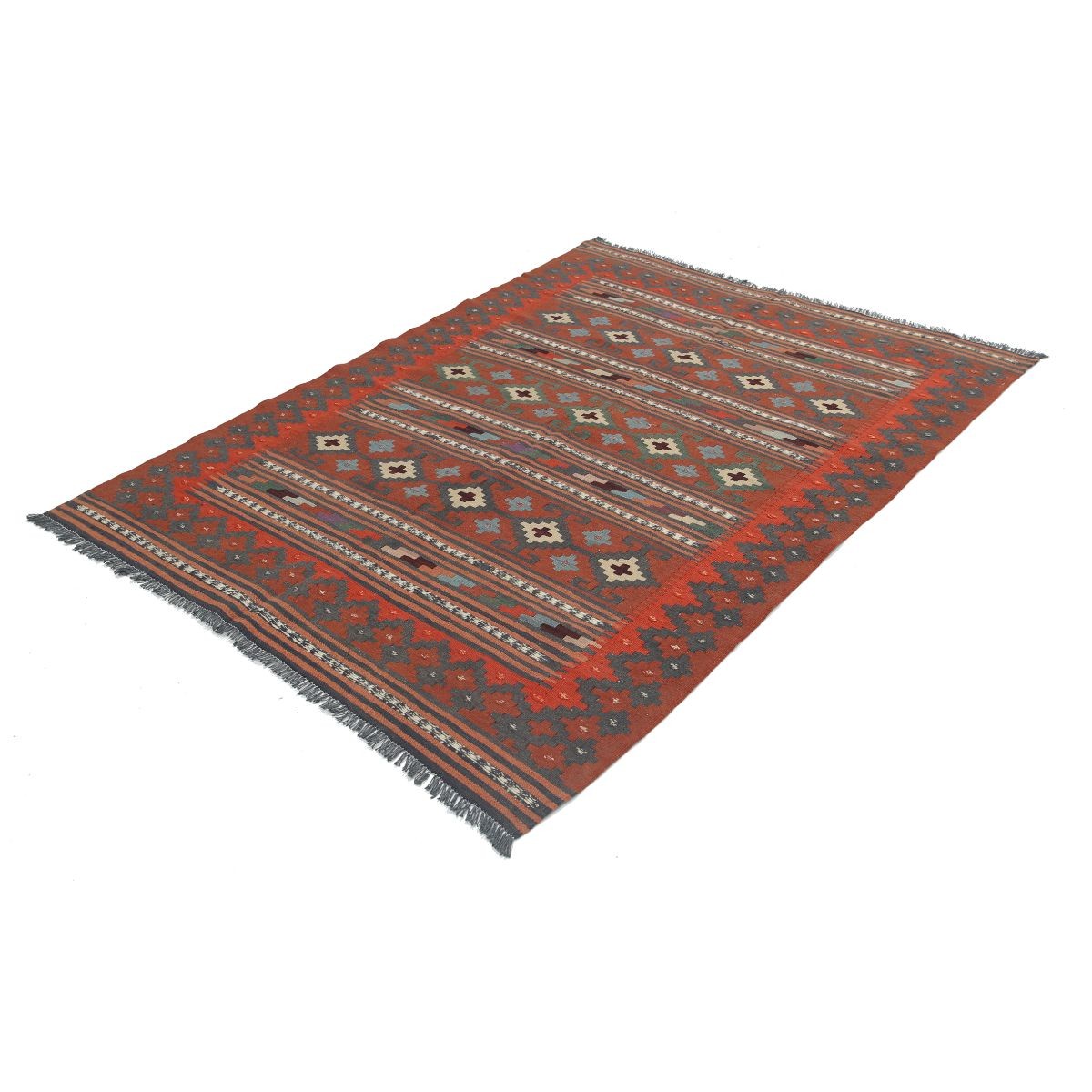 Kafkaas 5x6 Hand Woven Washable Wool Rug - Colorful