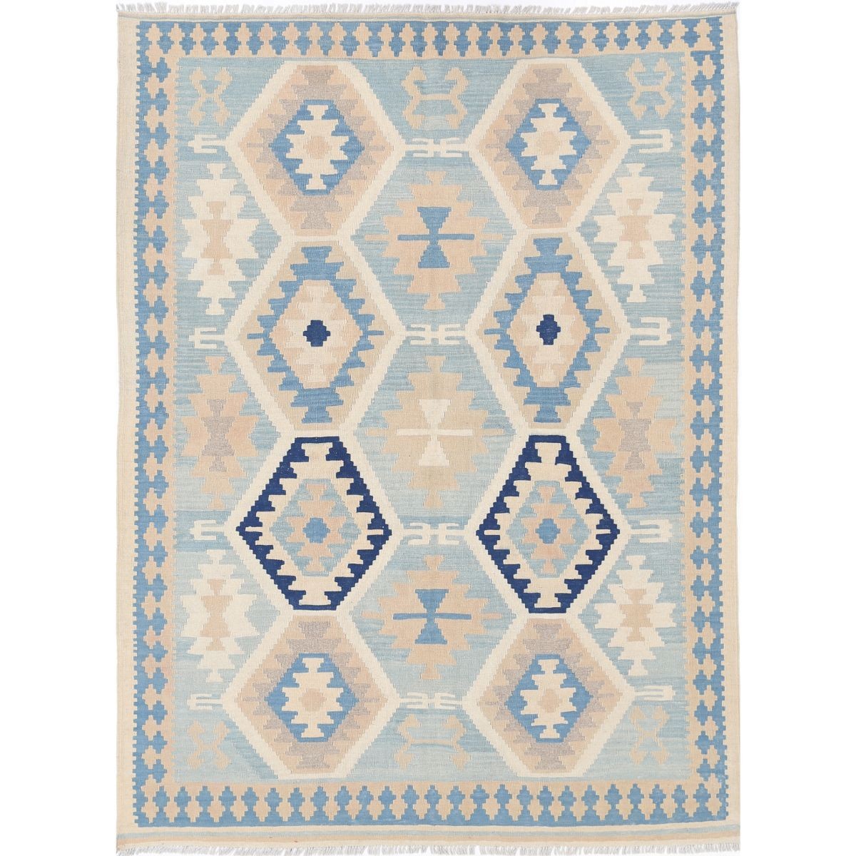 Kafkaas 5x7 Hand Woven Washable Wool Rug - Soft Hues
