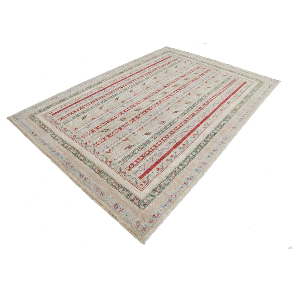 Shaal 7x10 Handmade Double Knotted Washable Wool Rug - Colorful