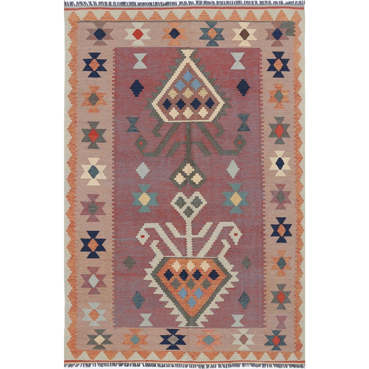 Kafkaas 4x7 Hand Woven Washable Wool Rug - Colorful