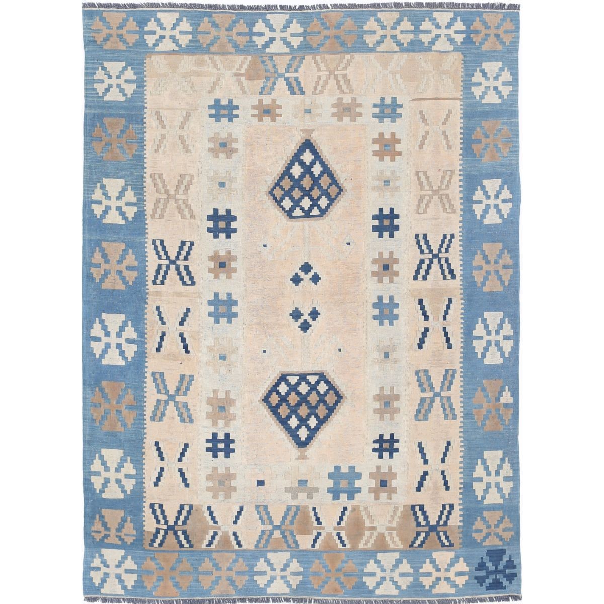 Kafkaas 5x7 Hand Woven Washable Wool Rug - Soft Hues