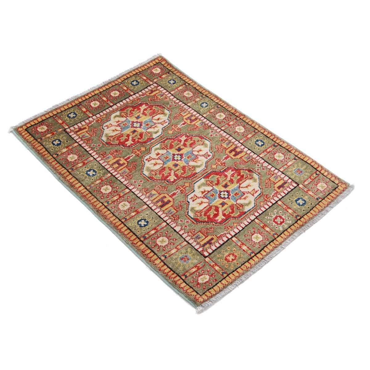 Revival 2x3 Handmade Double Knotted Washable Wool Rug - Colorful
