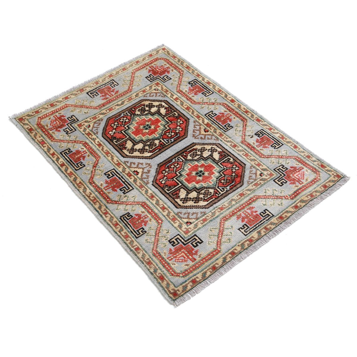 Revival 2x3 Handmade Double Knotted Washable Wool Rug - Colorful