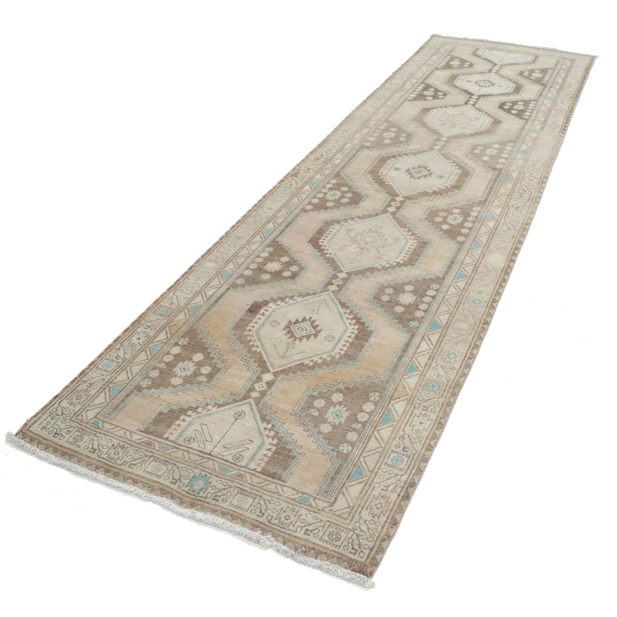 Vintage 3x12 Handmade Double Knotted Washable Wool Runner - Soft Hues