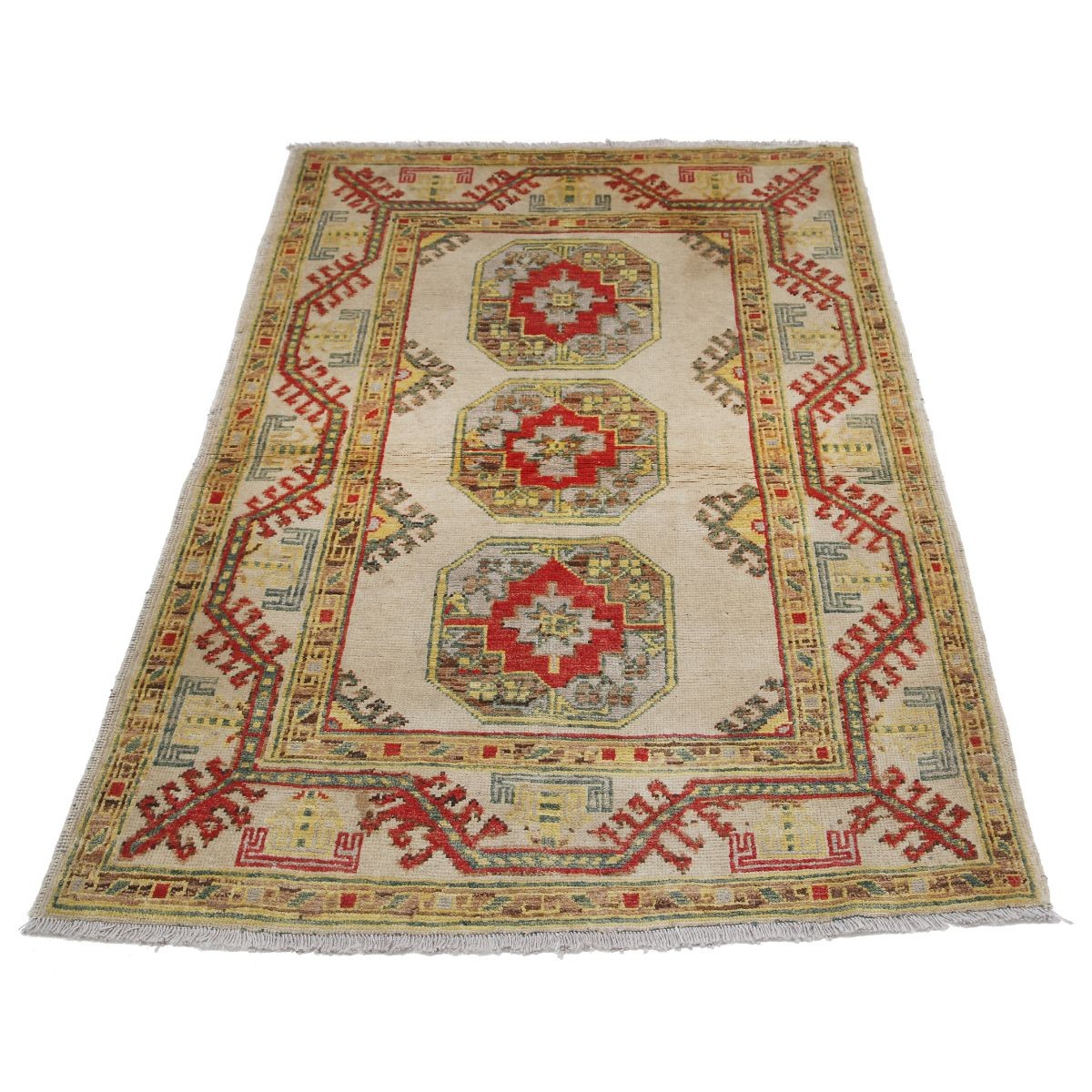 Revival 4x5 Handmade Double Knotted Washable Wool Rug - Colorful