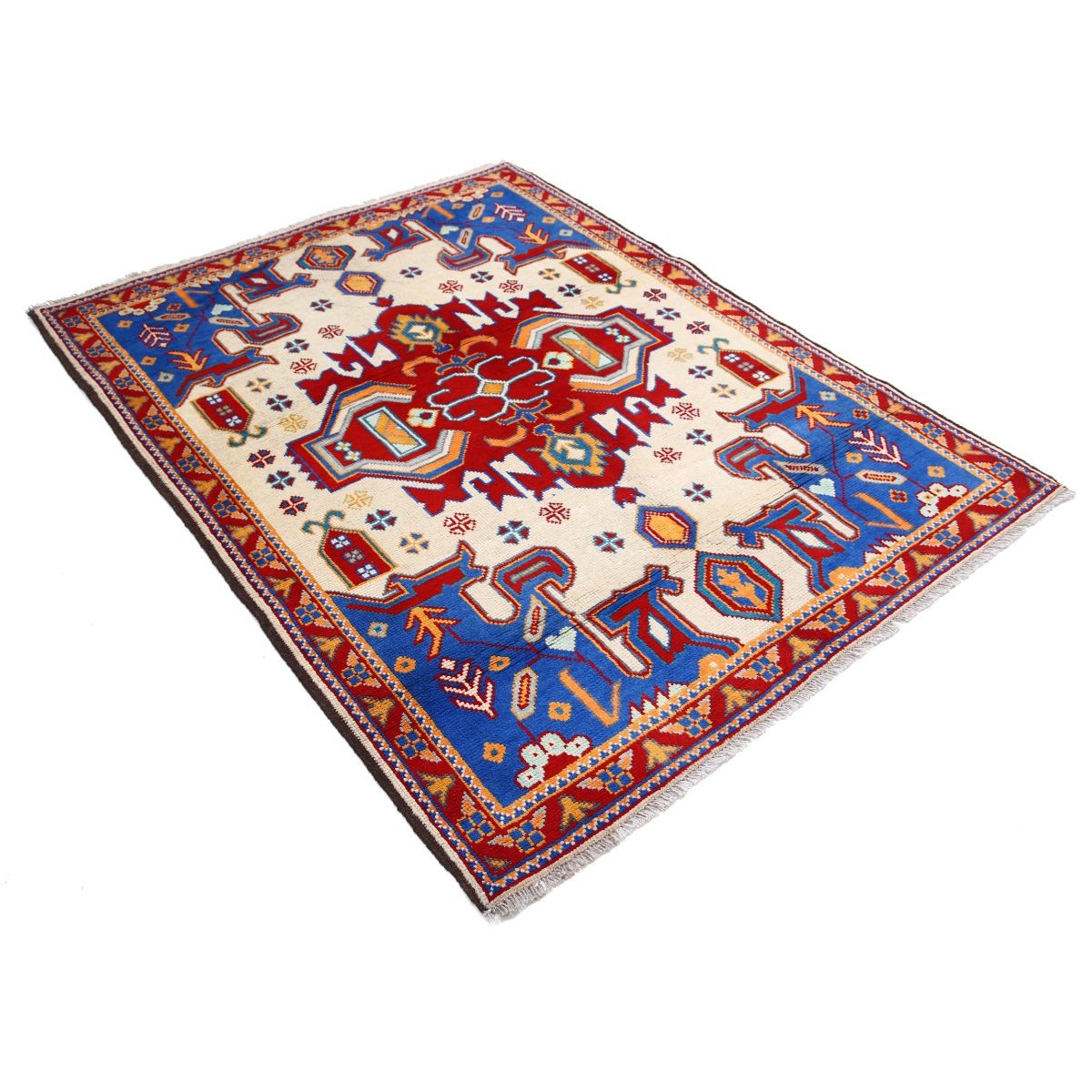 Revival 5x6 Handmade Double Knotted Washable Wool Rug - Colorful