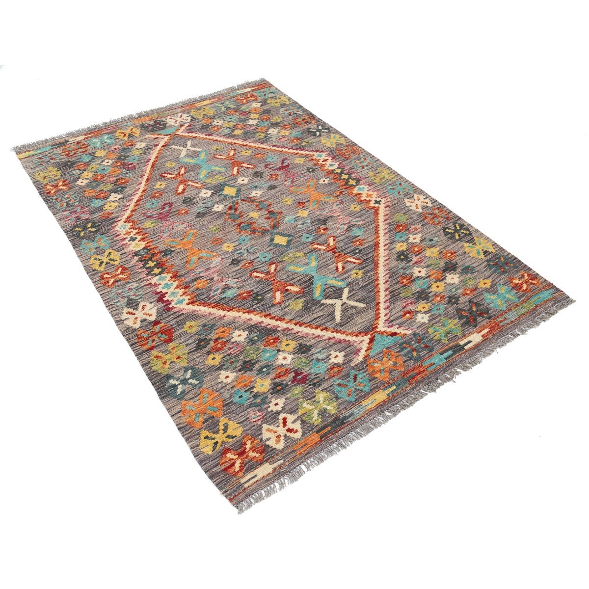 Maimana 4x6 Hand Woven Washable Wool Rug - Colorful
