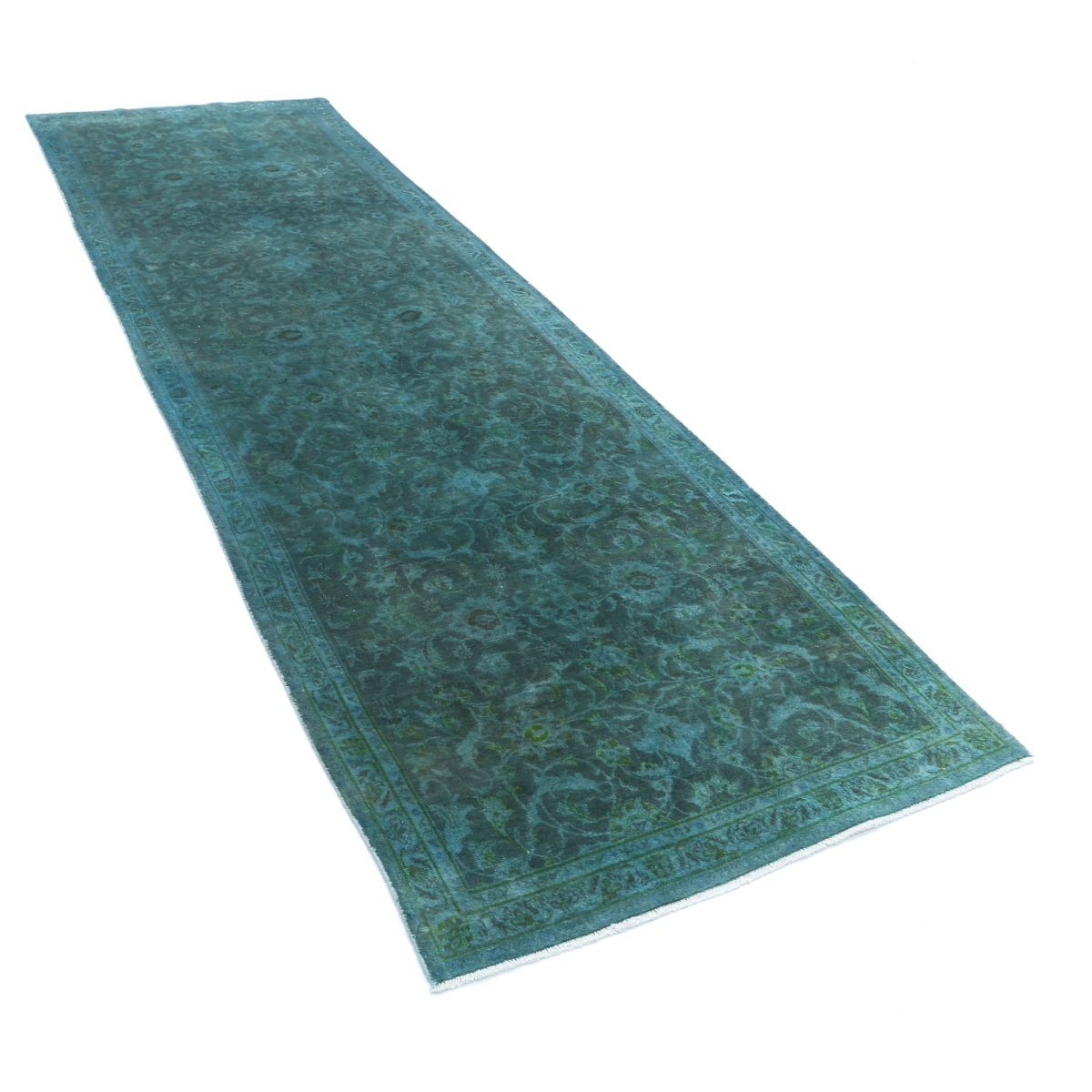 Overdye 4x11 Handmade Double Knotted Washable Wool Runner - Monochormatic