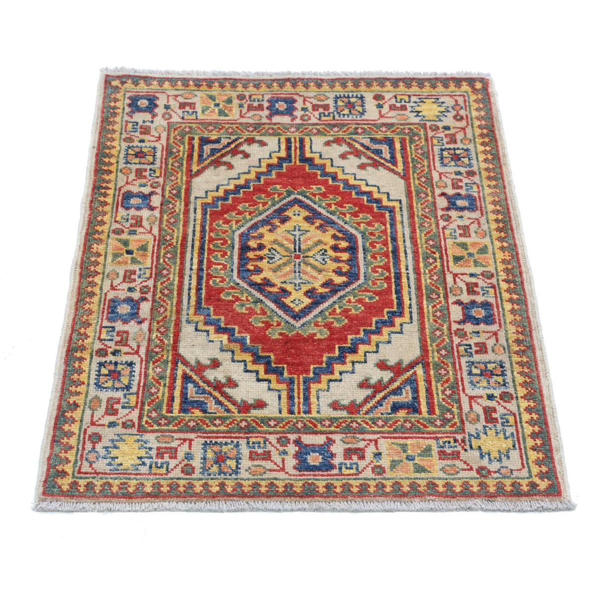 Revival 2x3 Handmade Double Knotted Washable Wool Rug - Colorful