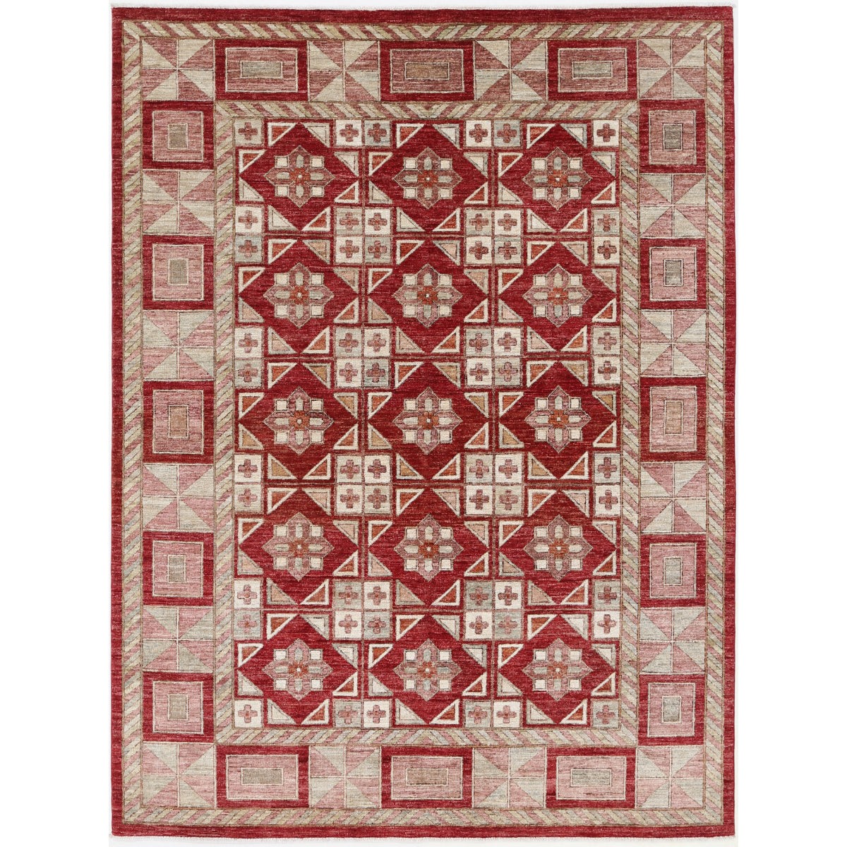 Modcar 7x9 Handmade Double Knotted Washable Wool Rug - Colorful