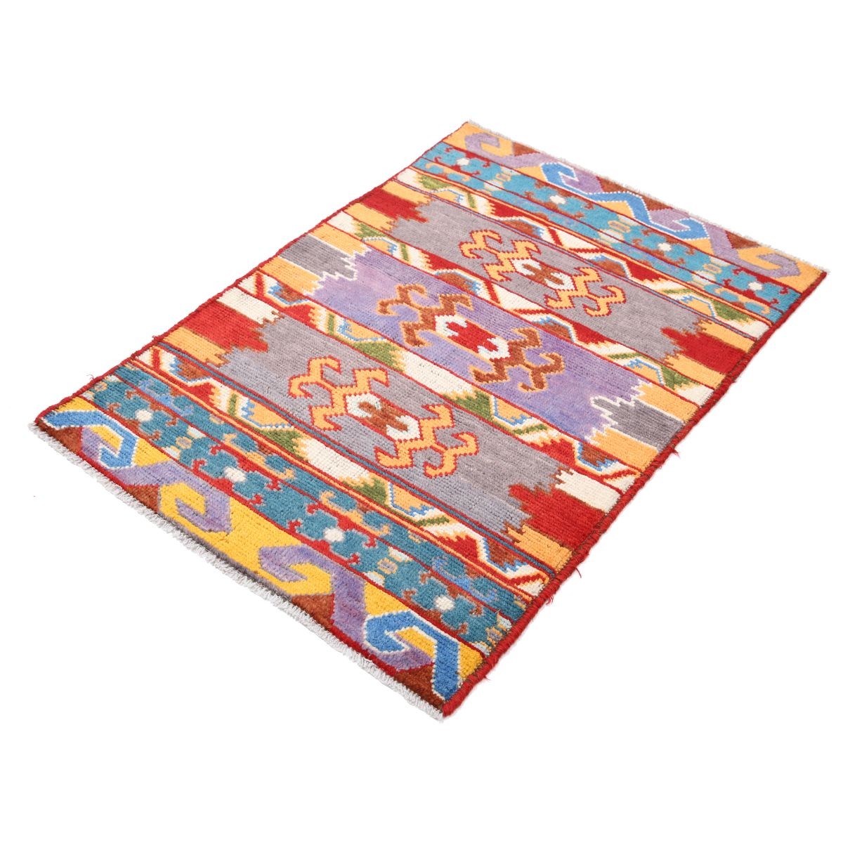 Revival 3x4 Handmade Double Knotted Washable Wool Rug - Colorful