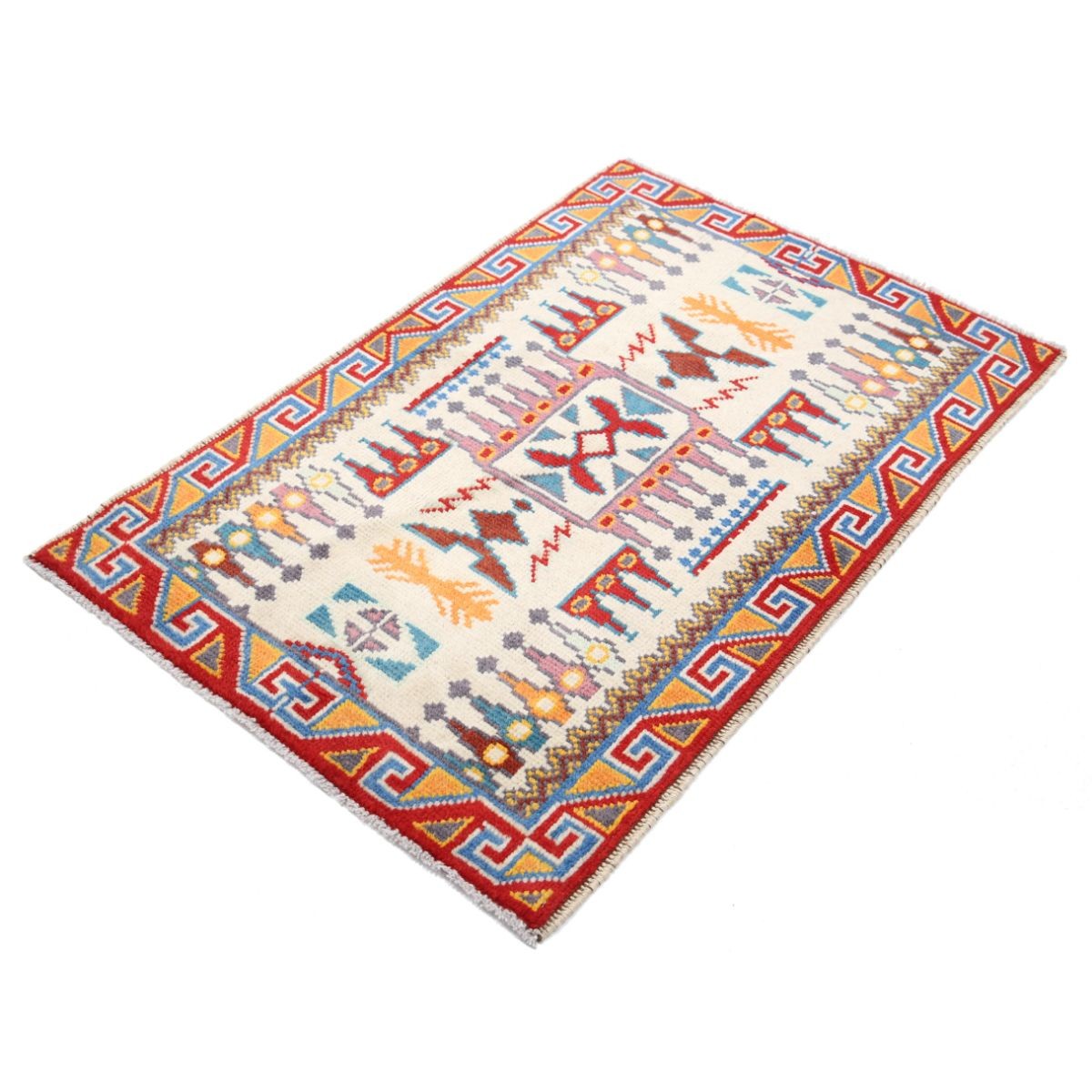 Revival 3x4 Handmade Double Knotted Washable Wool Rug - Colorful