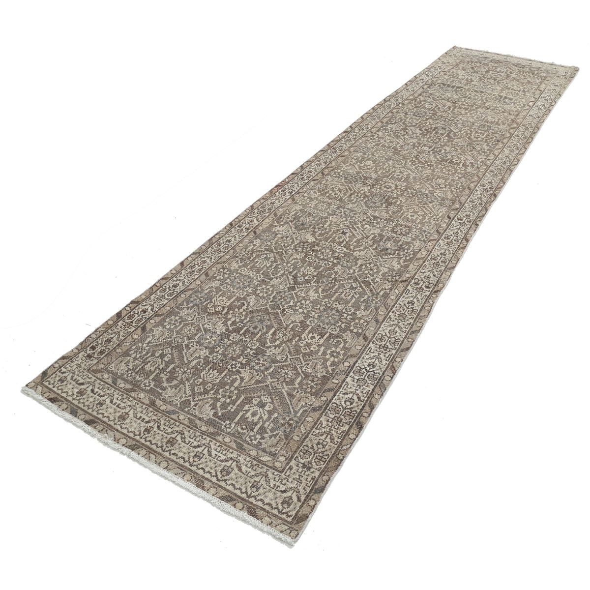 Vintage 3x13 Handmade Double Knotted Washable Wool Runner - Soft Hues