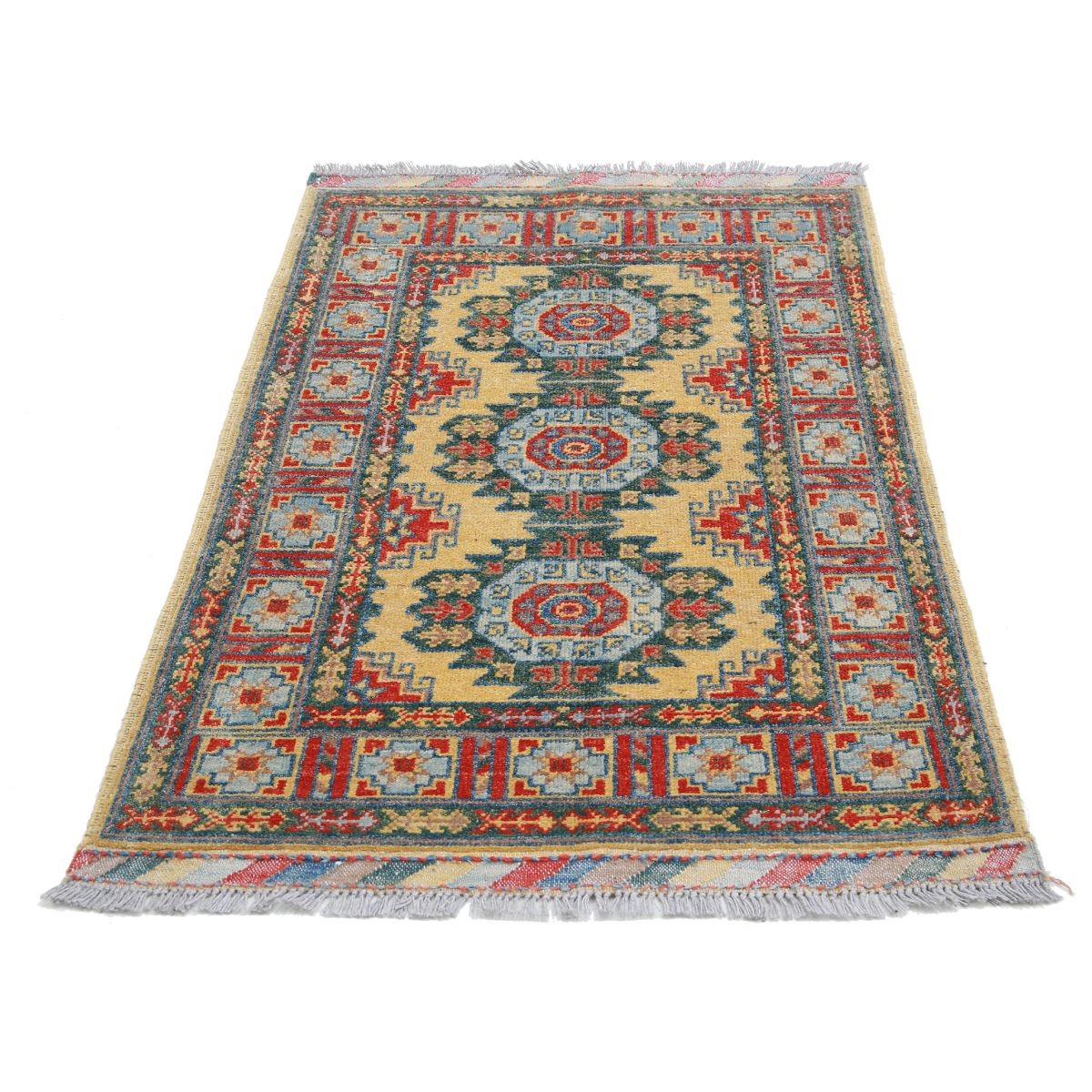 Revival 3x4 Handmade Double Knotted Washable Wool Rug - Colorful