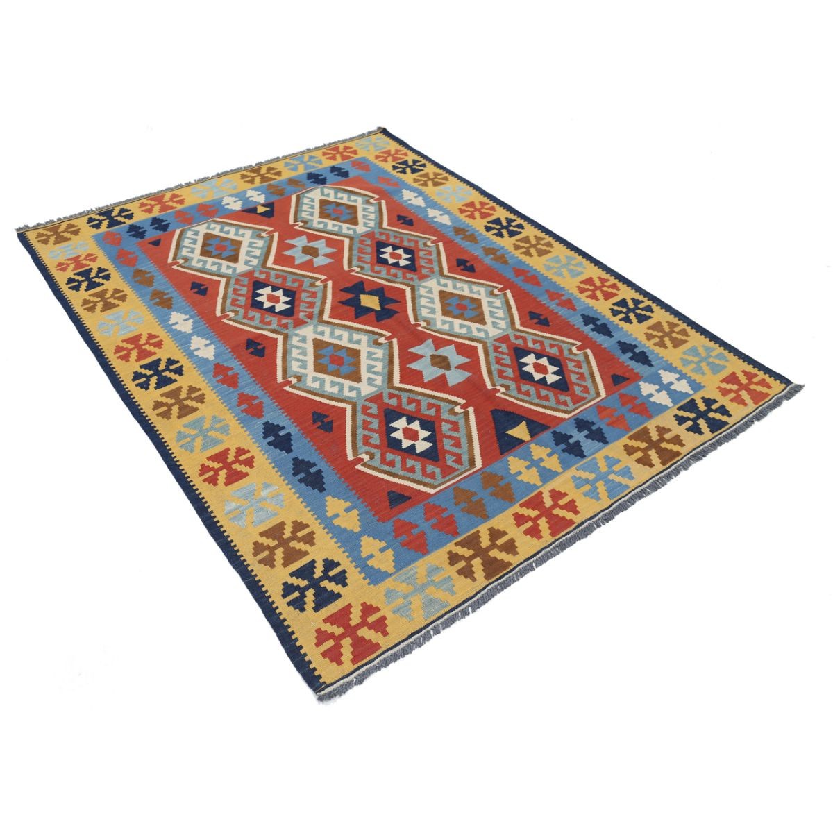 Kafkaas 5x7 Hand Woven Washable Wool Rug - Colorful