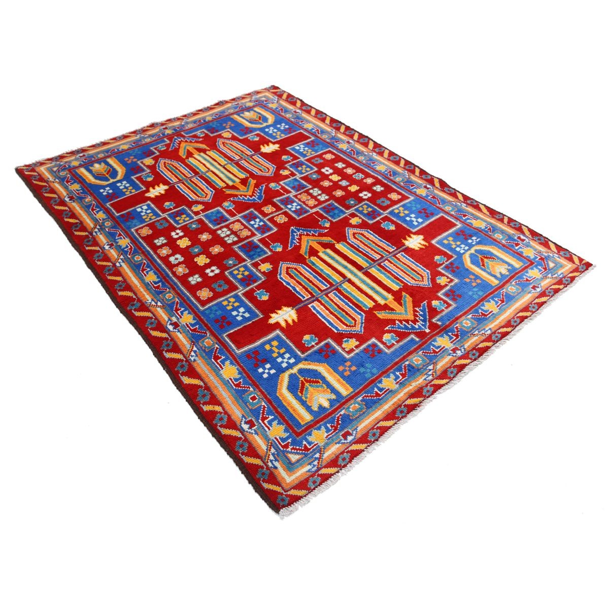 Revival 5x7 Handmade Double Knotted Washable Wool Rug - Colorful