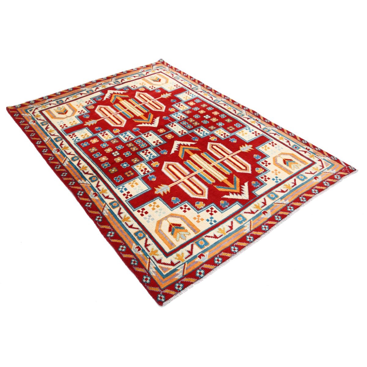 Revival 5x7 Handmade Double Knotted Washable Wool Rug - Colorful