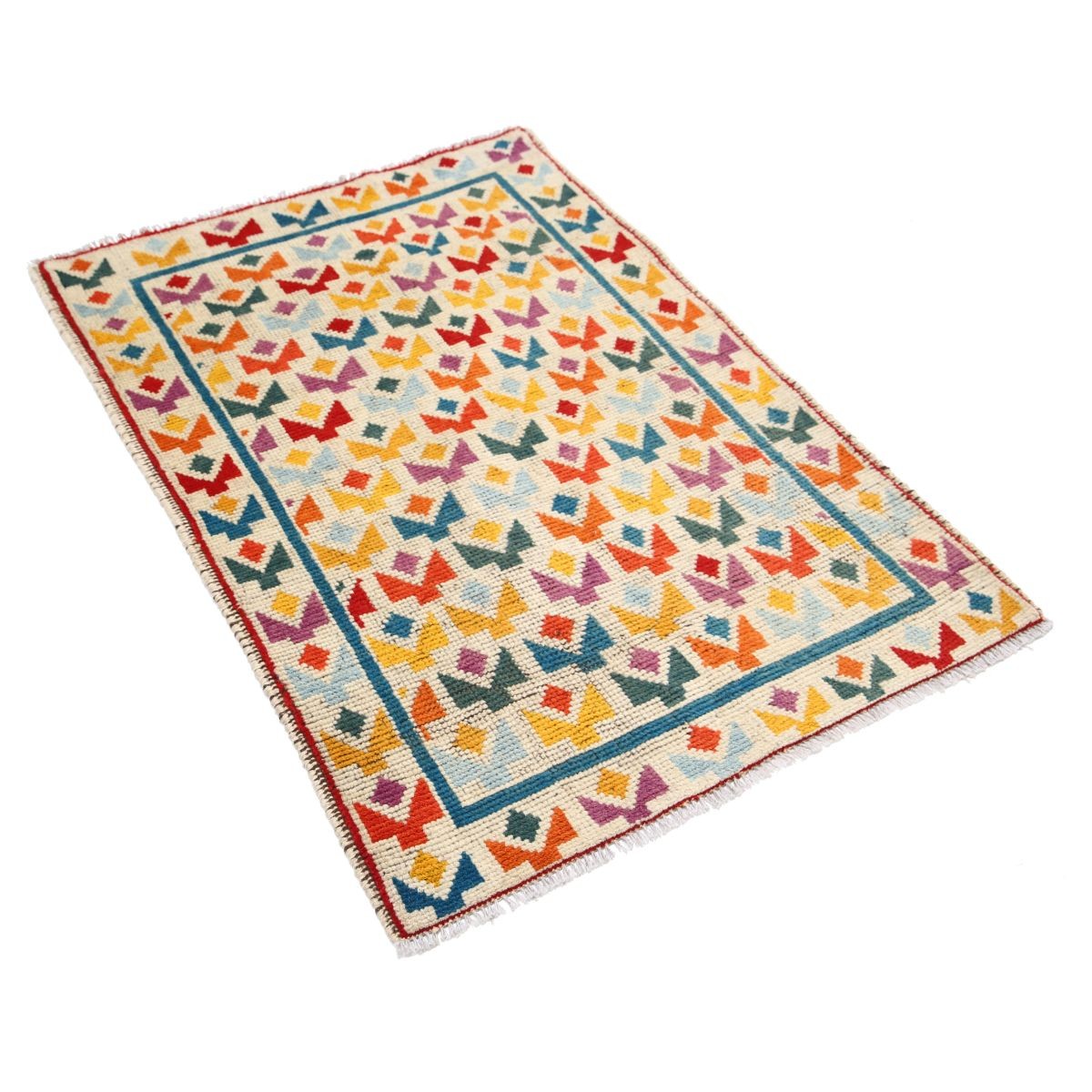 Revival 3x4 Handmade Double Knotted Washable Wool Rug - Colorful