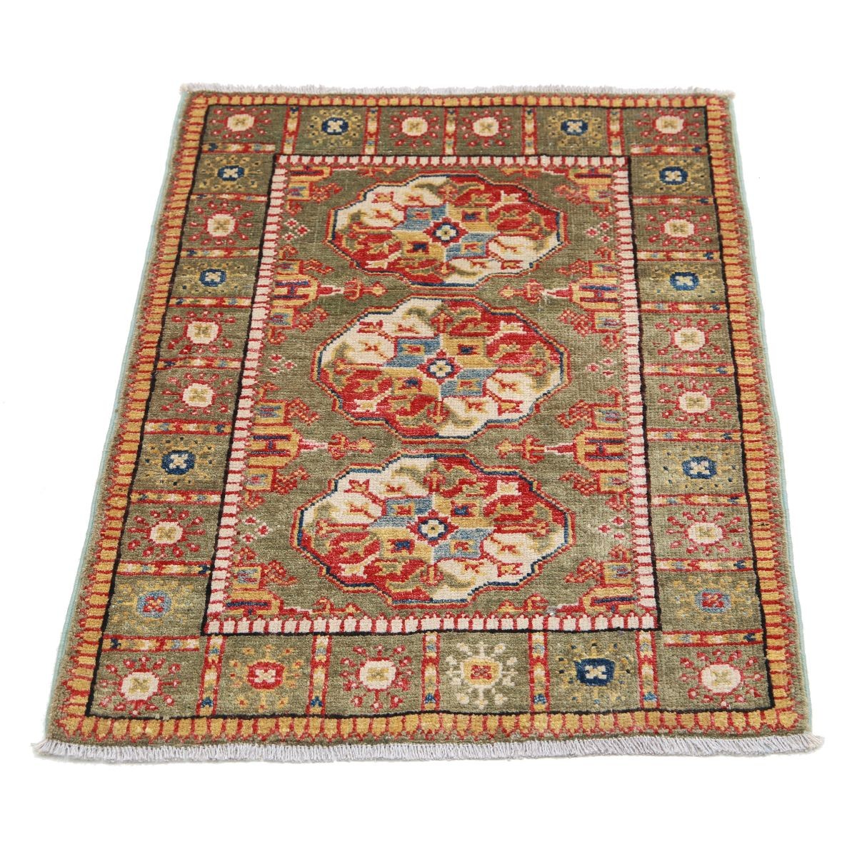 Revival 2x3 Handmade Double Knotted Washable Wool Rug - Colorful