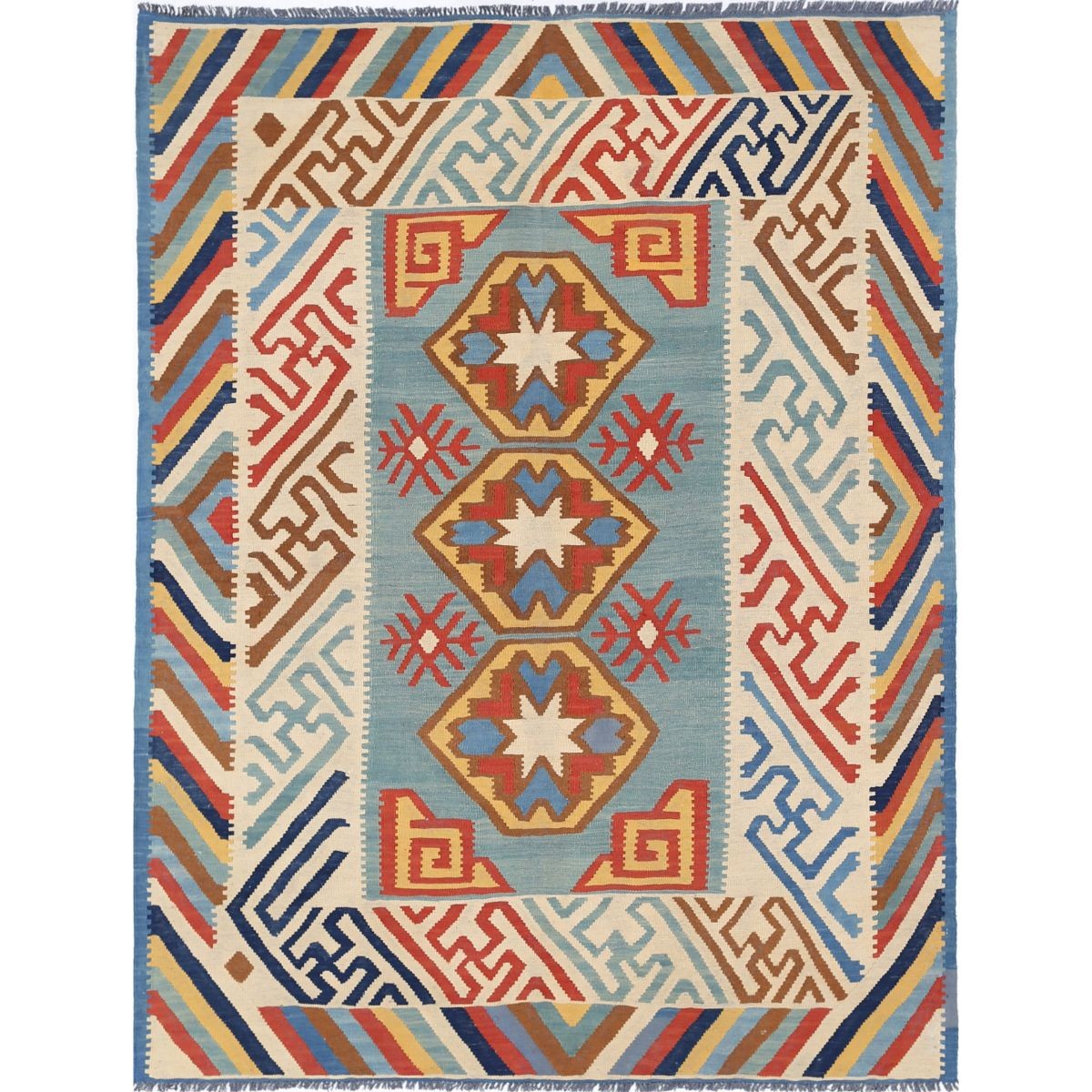 Kafkaas 5x7 Hand Woven Washable Wool Rug - Colorful