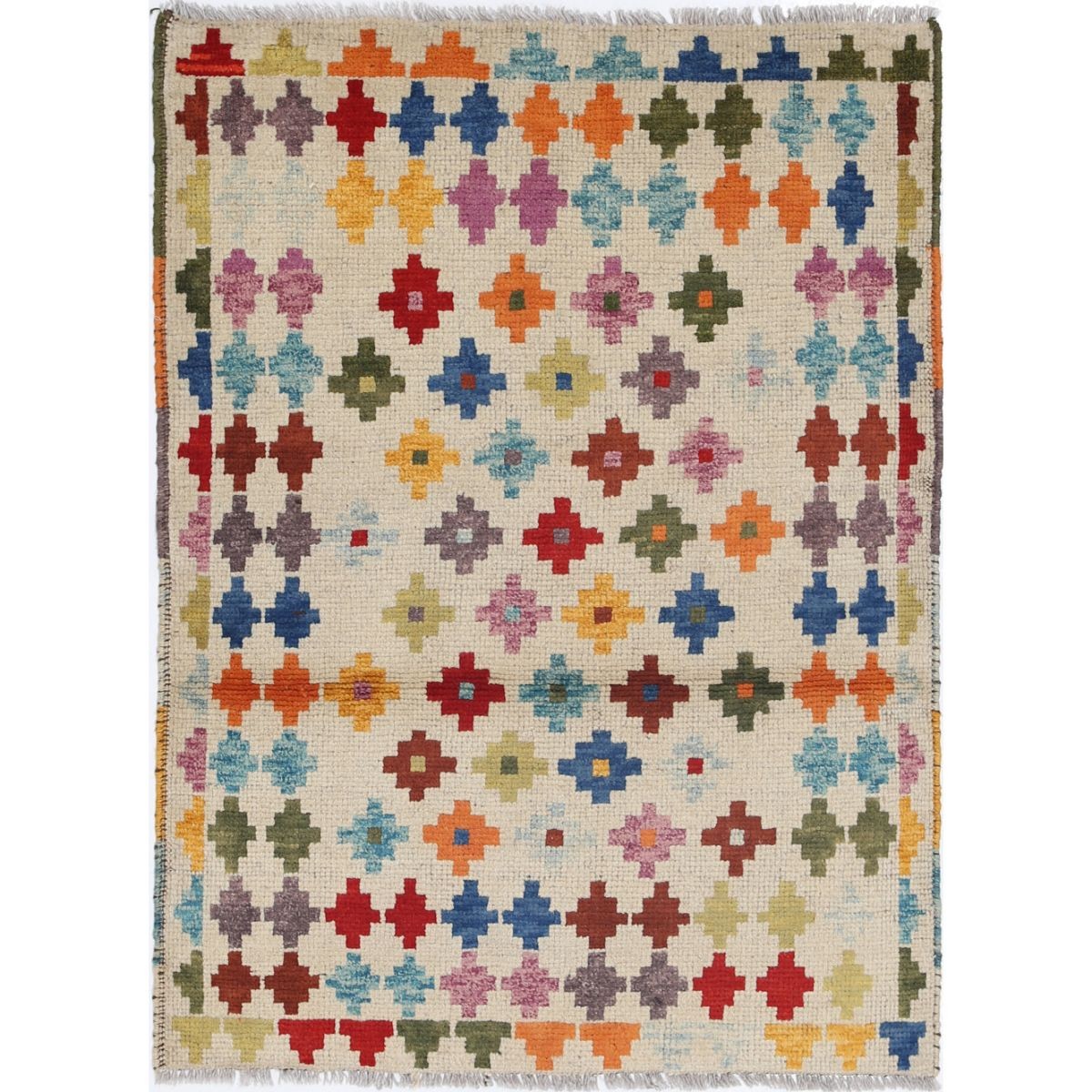 Revival 3x4 Handmade Double Knotted Washable Wool Rug - Colorful