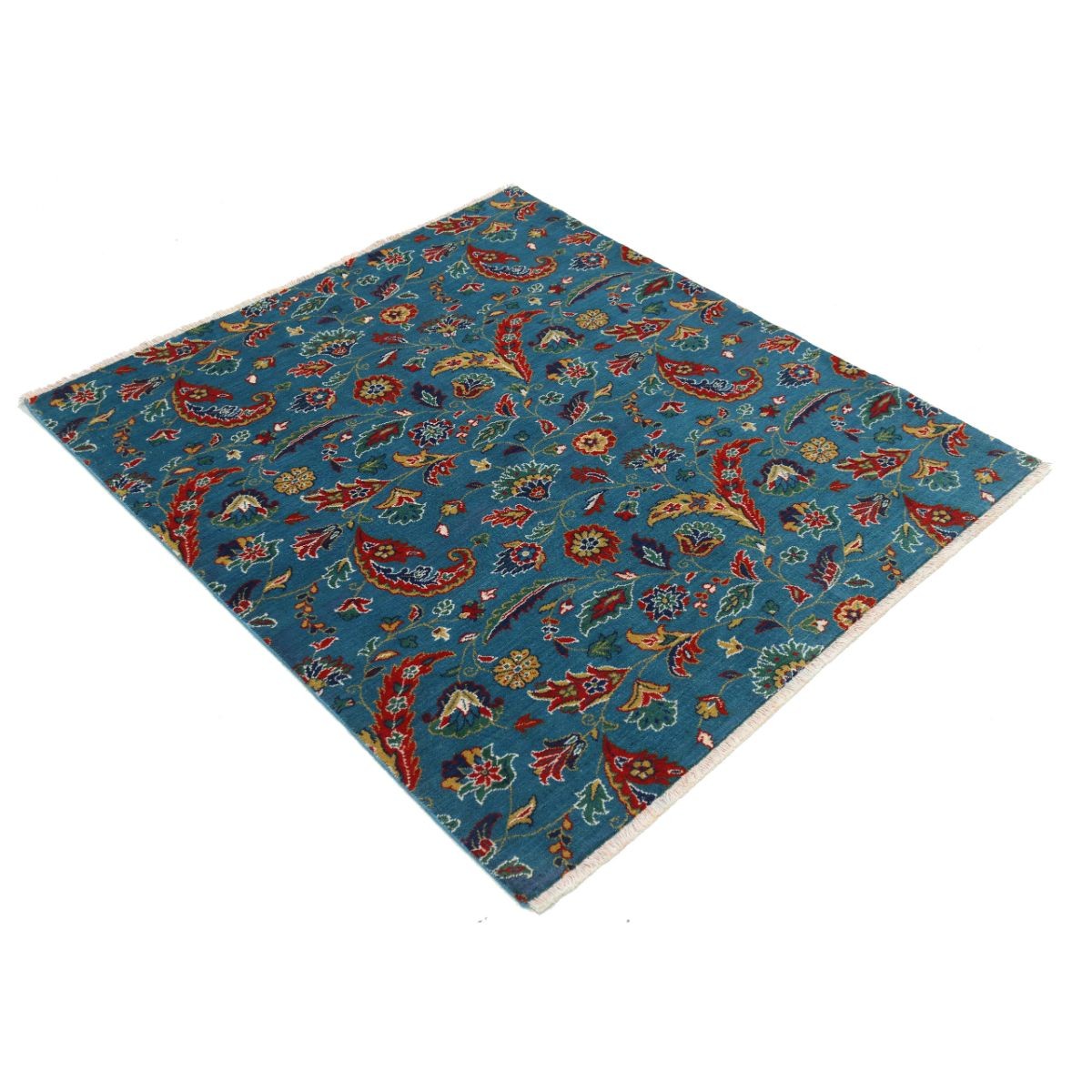 Gulshan 4x5 Machine-Made Washable Wool Rug - Colorful - Square