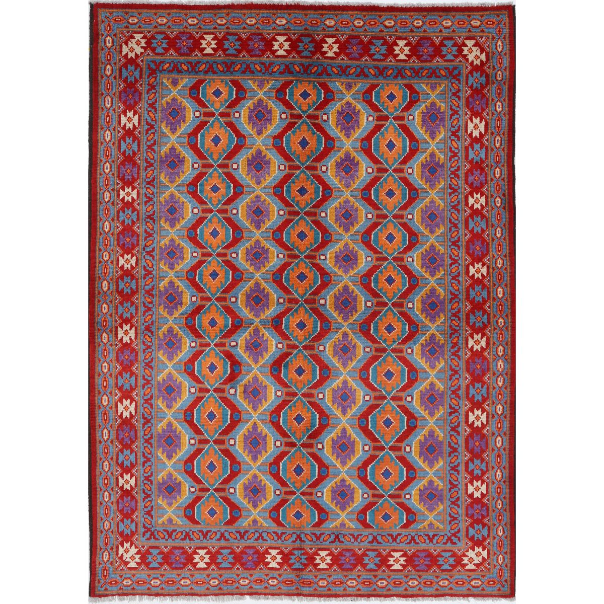 Revival 6x8 Handmade Double Knotted Washable Wool Rug - Colorful