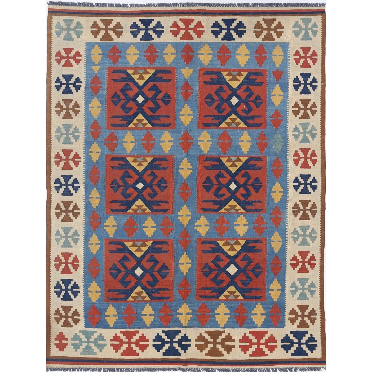 Kafkaas 5x7 Hand Woven Washable Wool Rug - Colorful