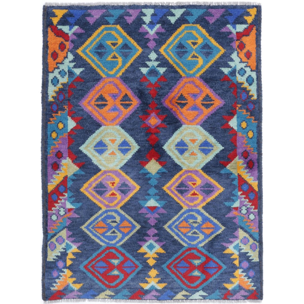 Revival 3x4 Handmade Double Knotted Washable Wool Rug - Colorful