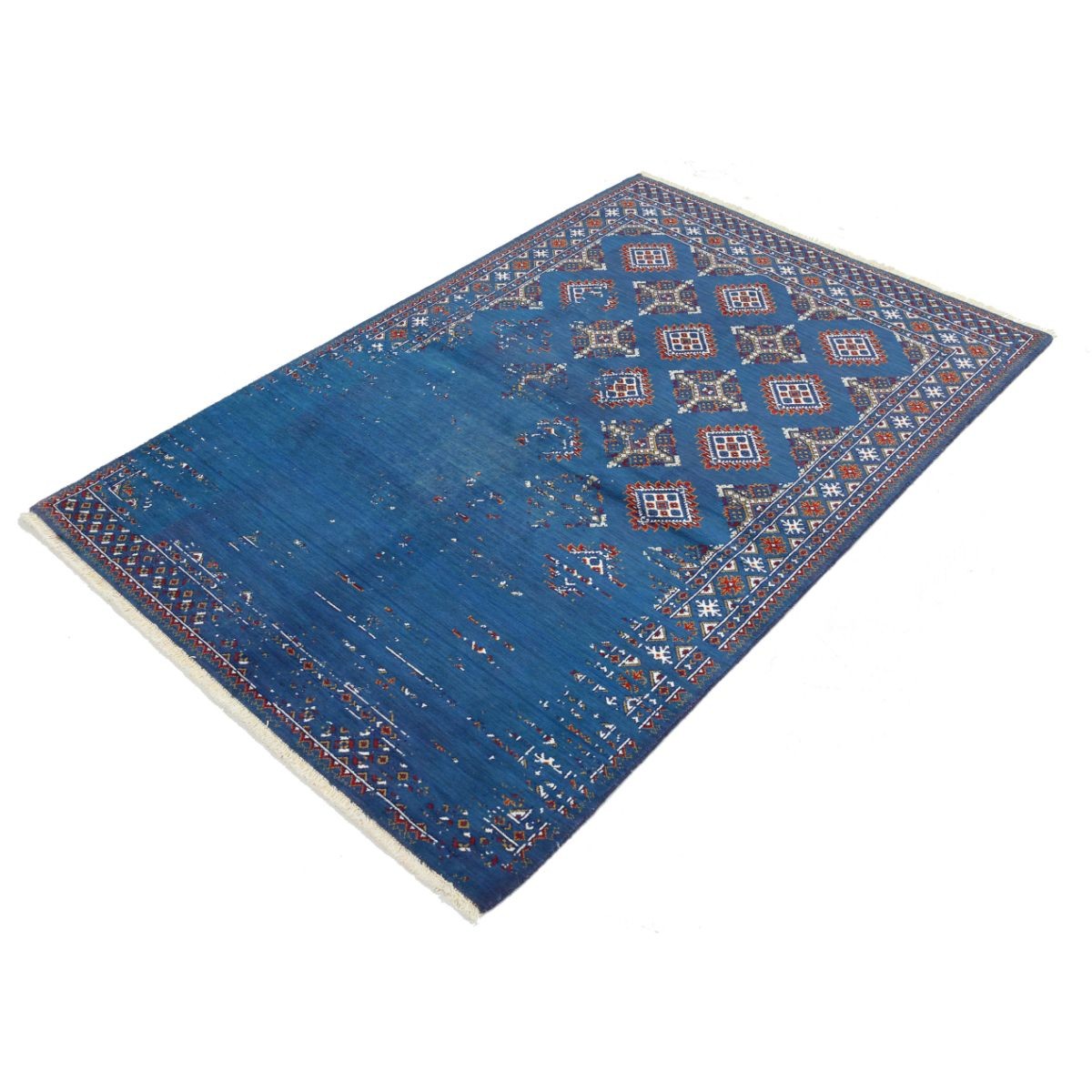 Ajrak 4x6 Machine-Made Washable Wool Rug - Colorful