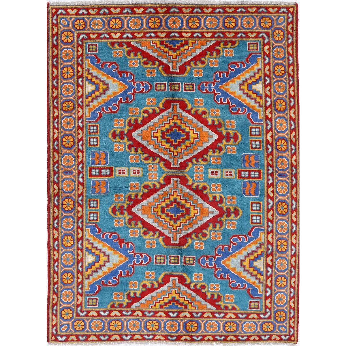 Revival 5x7 Handmade Double Knotted Washable Wool Rug - Colorful