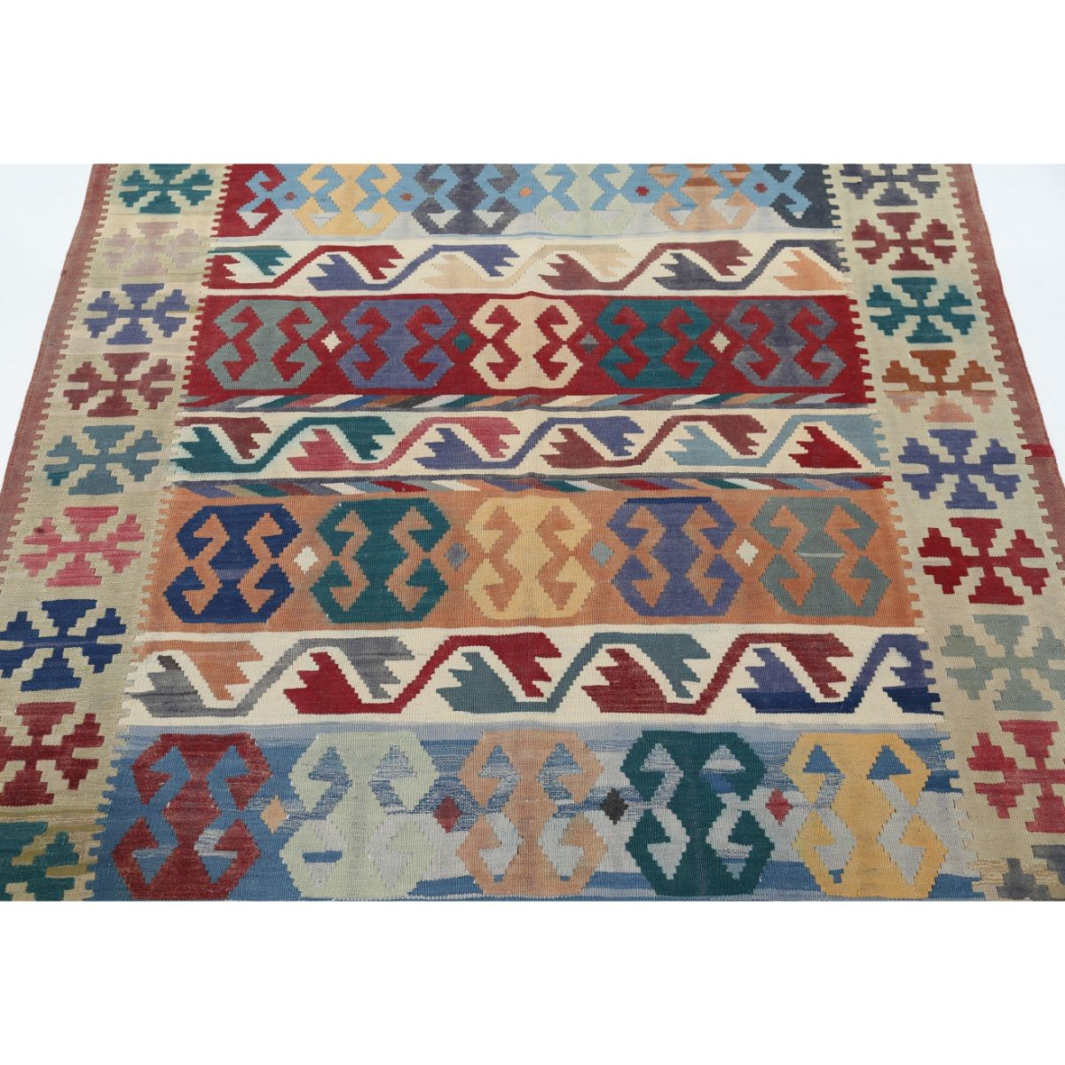 Kafkaas 5x6 Hand Woven Washable Wool Rug - Colorful