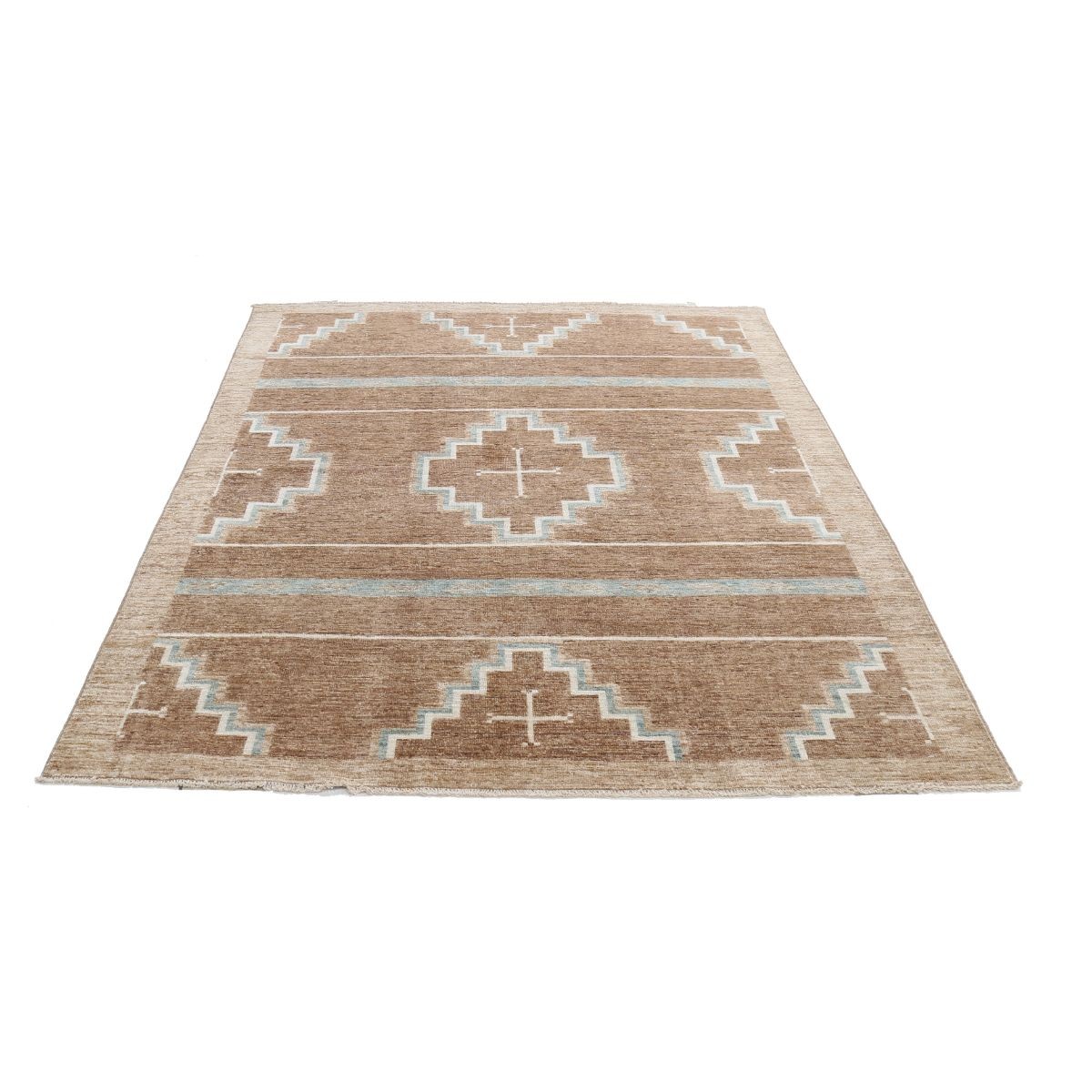 Modcar 5x6 Handmade Double Knotted Washable Wool Rug - Colorful