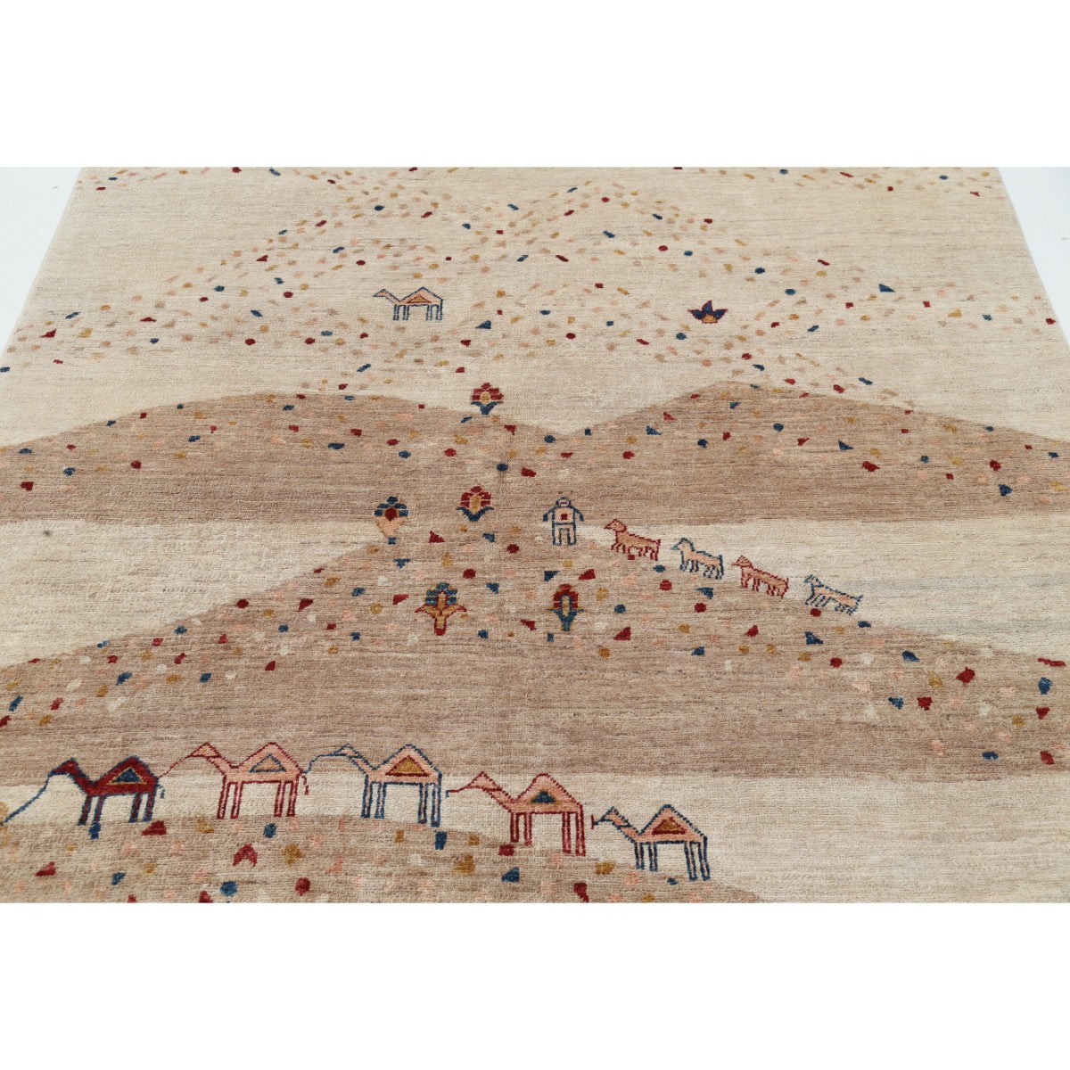 Modcar 6x7 Handmade Double Knotted Washable Wool Rug - Colorful