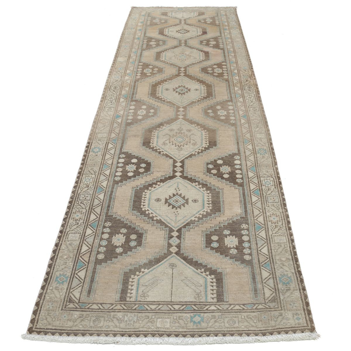 Vintage 3x12 Handmade Double Knotted Washable Wool Runner - Soft Hues
