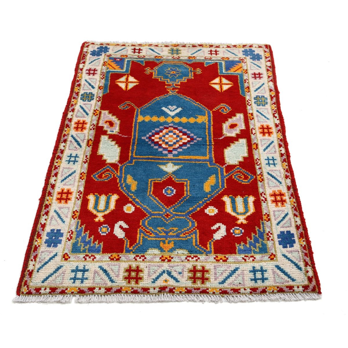 Revival 3x4 Handmade Double Knotted Washable Wool Rug - Colorful