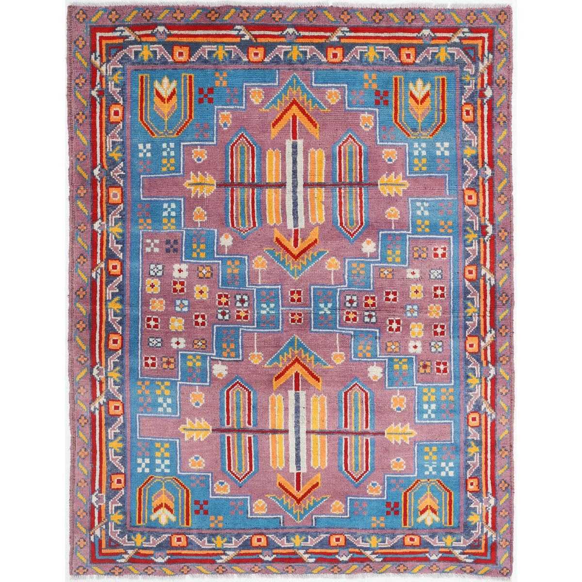 Revival 5x6 Handmade Double Knotted Washable Wool Rug - Colorful