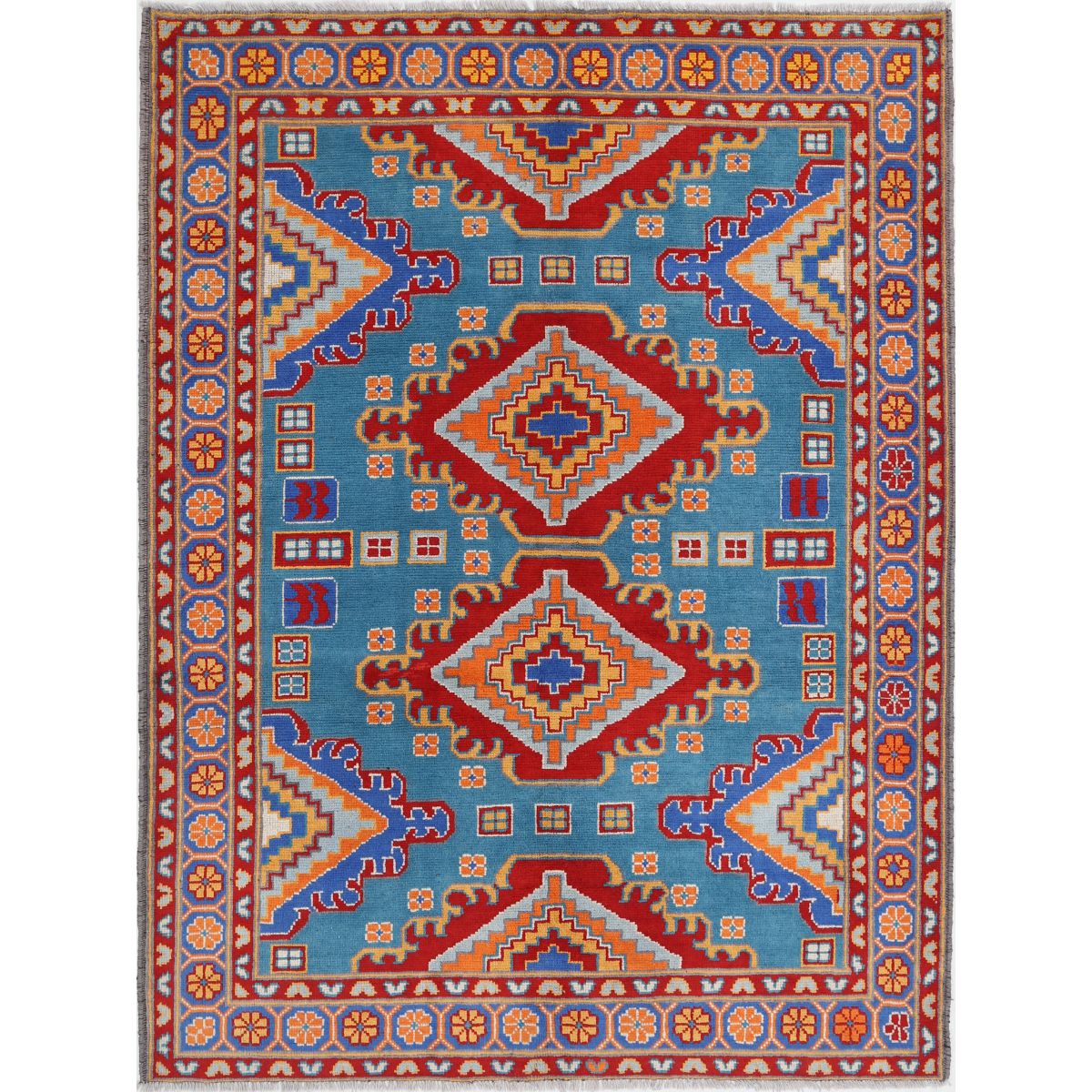 Revival 6x8 Handmade Double Knotted Washable Wool Rug - Colorful
