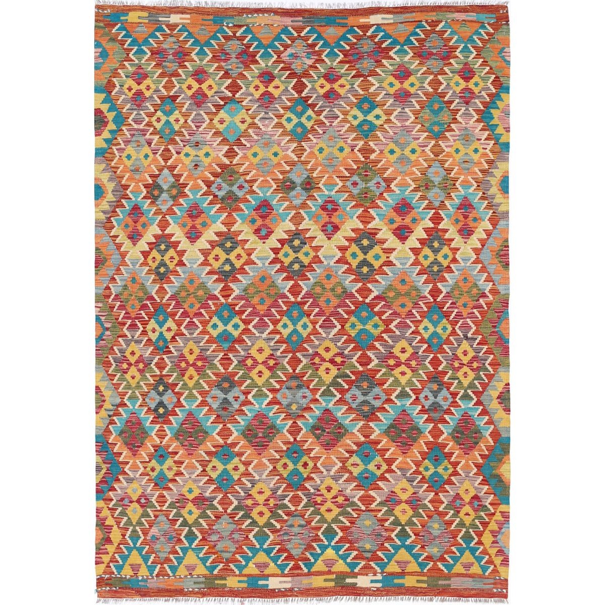 Maimana 6x8 Hand Woven Washable Wool Rug - Colorful