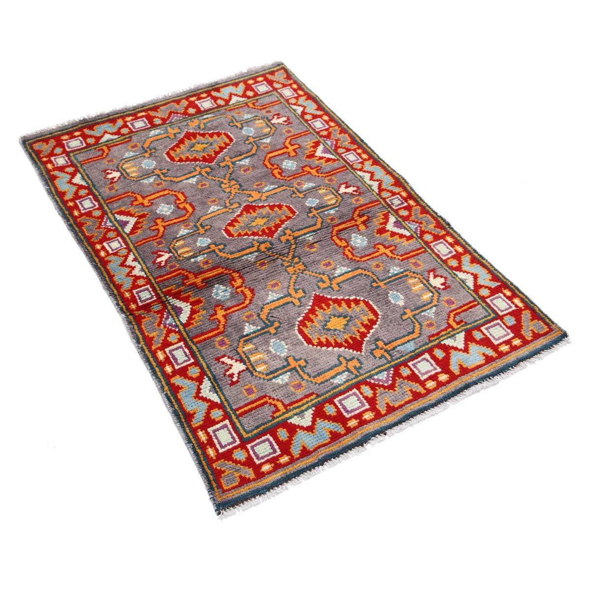 Revival 3x4 Handmade Double Knotted Washable Wool Rug - Colorful