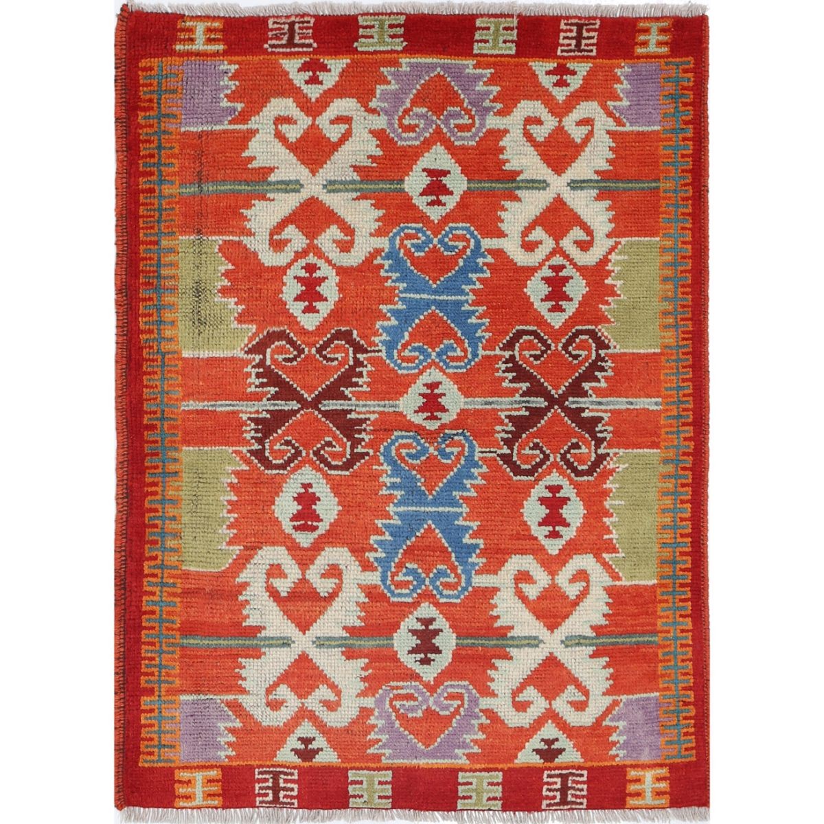 Revival 3x4 Handmade Double Knotted Washable Wool Rug - Colorful