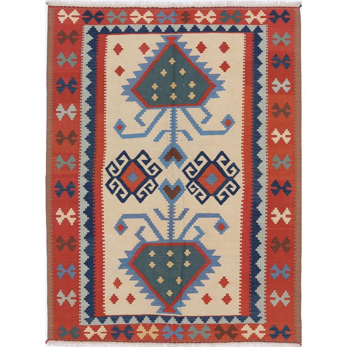 Kafkaas 5x7 Hand Woven Washable Wool Rug - Colorful