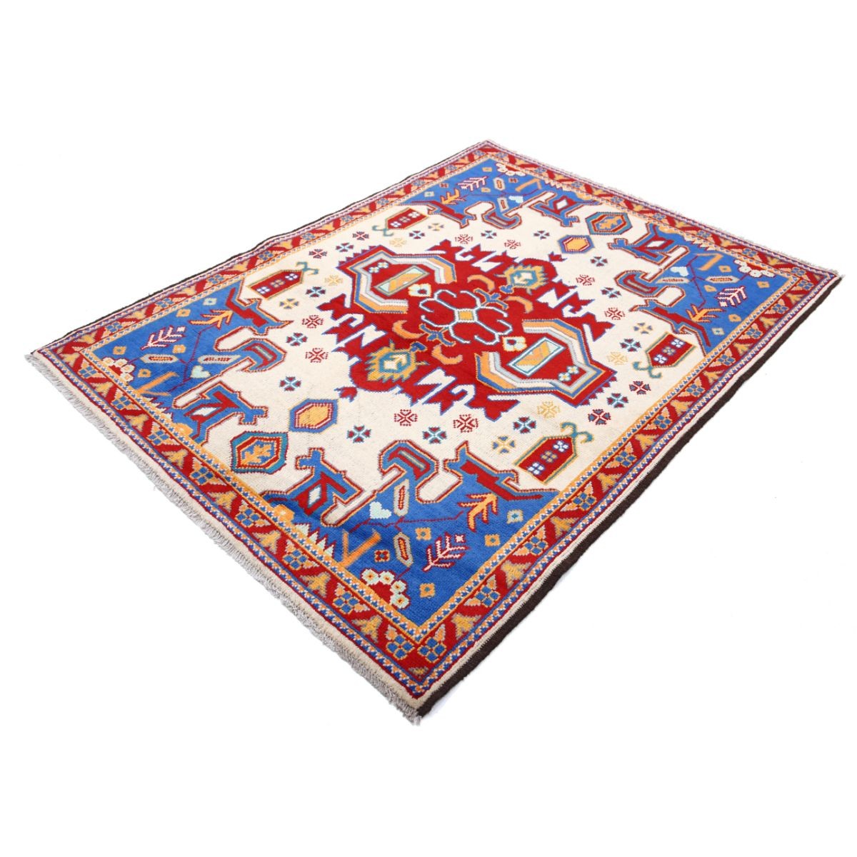 Revival 5x6 Handmade Double Knotted Washable Wool Rug - Colorful