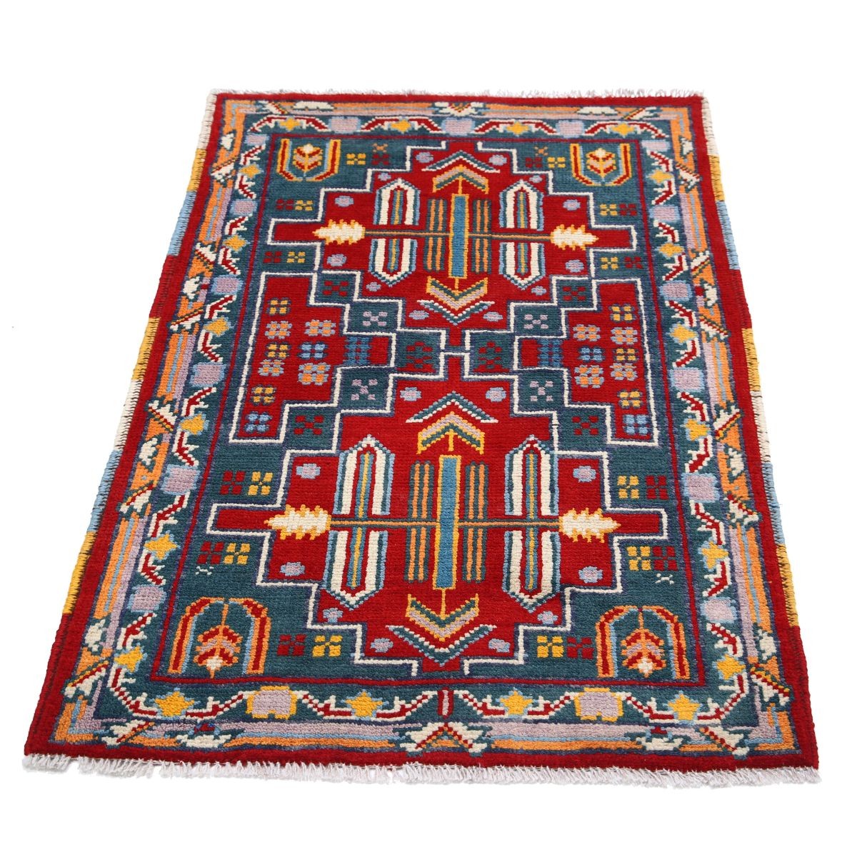 Revival 3x4 Handmade Double Knotted Washable Wool Rug - Colorful