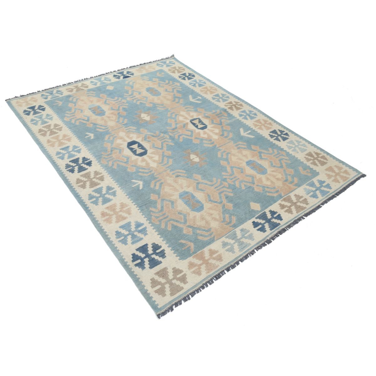 Kafkaas 5x7 Hand Woven Washable Wool Rug - Soft Hues