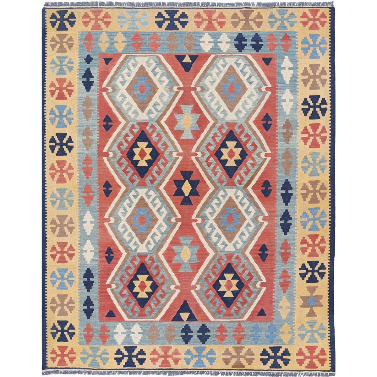 Kafkaas 5x7 Hand Woven Washable Wool Rug - Colorful