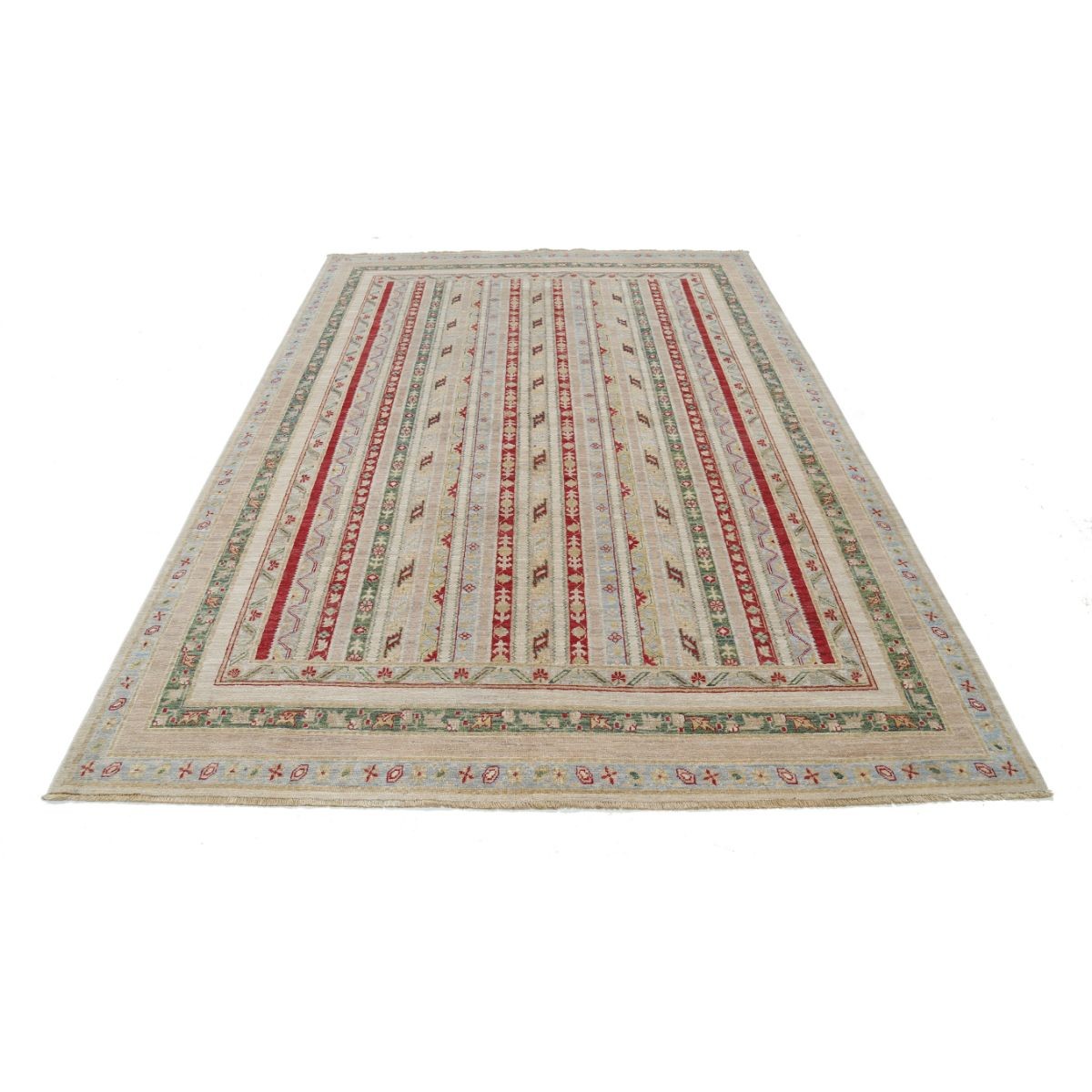 Shaal 7x10 Handmade Double Knotted Washable Wool Rug - Colorful