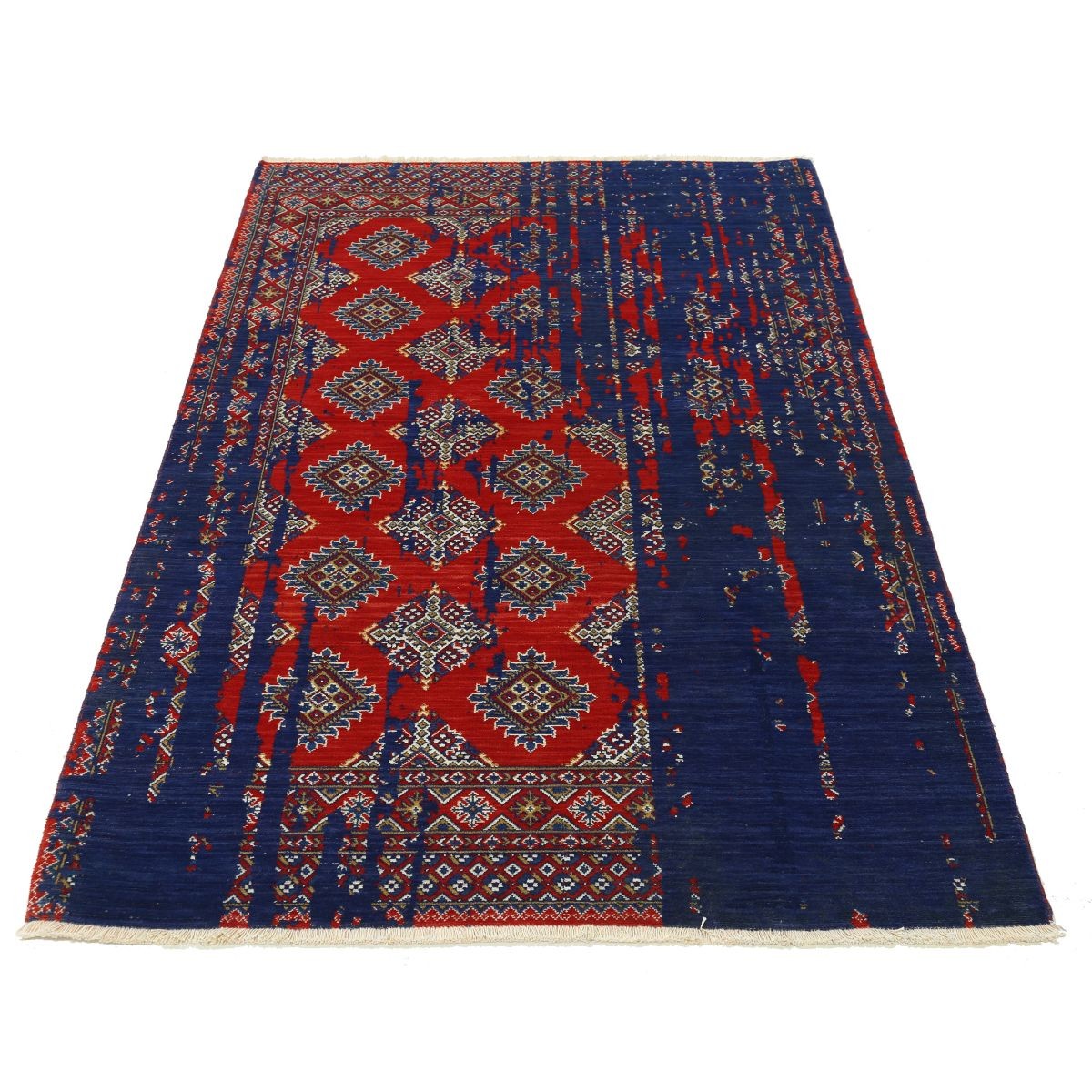 Ajrak 4x6 Powered-Loomed Washable Wool Rug - Colorful