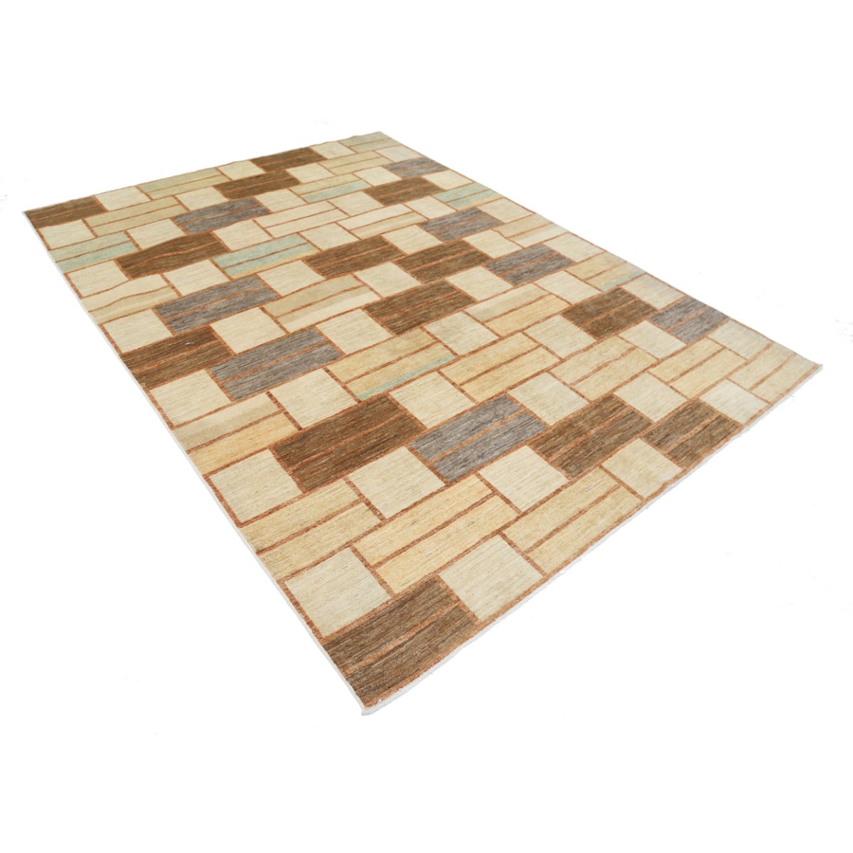 Modcar 7x9 Handmade Double Knotted Washable Wool Rug - Colorful